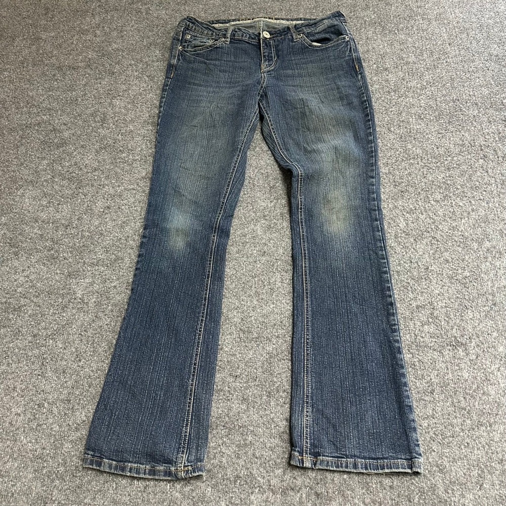 rue21 Jeans Womens Size 9/10R Blue Slim Bootcut Stretch Frayed Hem Casual Denim